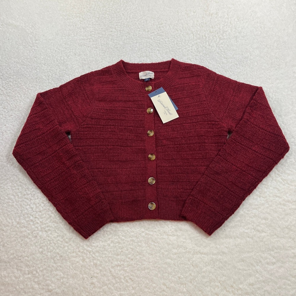 Universal Thread Cardigan Women XS Burgundy 873Z99 Sweater Knit Button Front Red